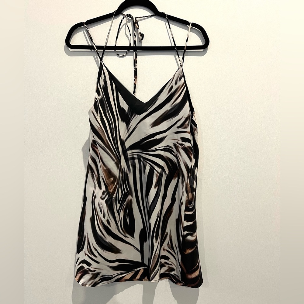 June & Hudson Short Strappy Tiger Marble Shift Dress Size S